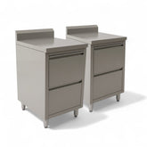 Stainless Steel Cabinet with TWO Pull Out Drawers with splash back (set of two) EZ Stainless Pty Ltd